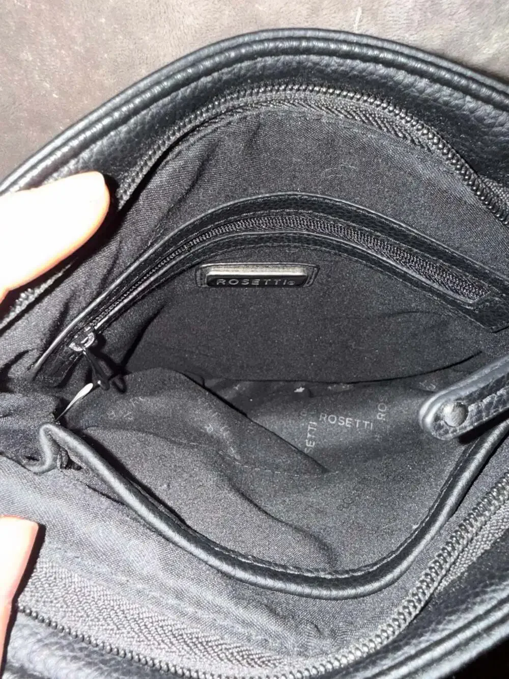 Rosetti Black Faux Leather Multi-Pocket Crossbody Bag